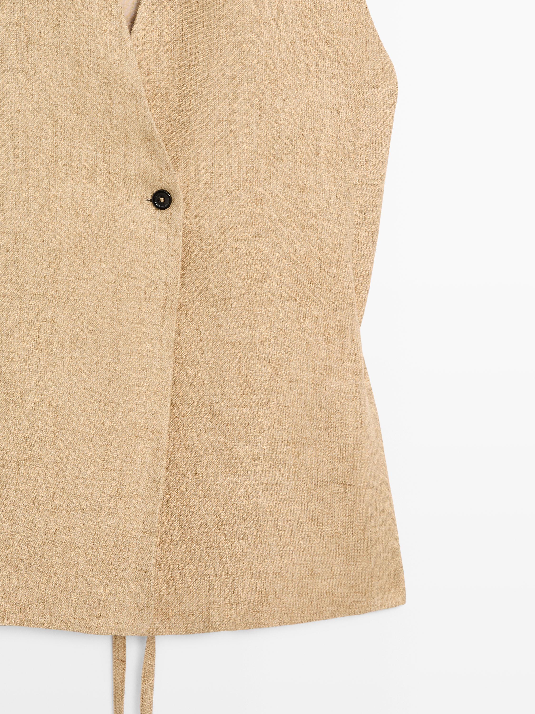 Veste sans manches croisée lin